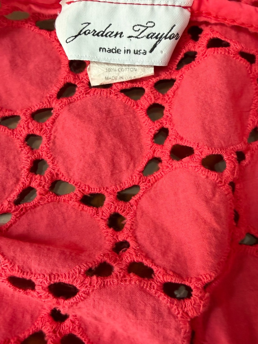 Jordan Taylor Bright Coral Crochet Beach Cover-Up Tunic - Picture 7 of 7